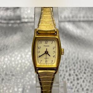Pulsar Gold-Tone Watch with White Dial